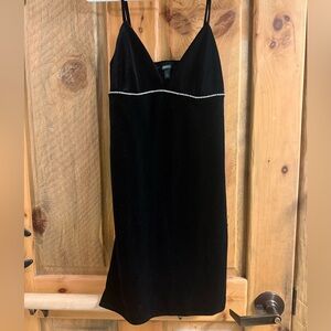 Black Velvet Mini Dress with Rhinestones